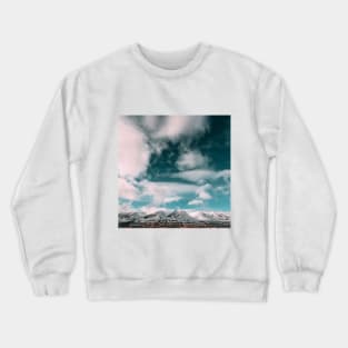 SCENERY 42 - White Cloud Green Sky Horizon Mountain Peak Crewneck Sweatshirt